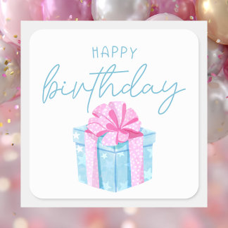 Simple Modern Classic Colorful Happy Birthday Square Sticker
