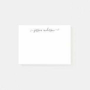 Simple Modern Classic Elegant Black Grey Script Post-it Notes