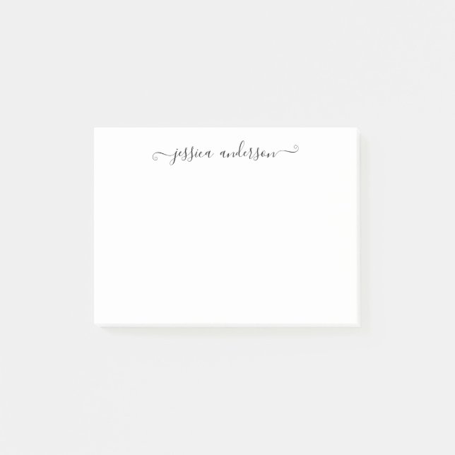 Simple Modern Classic Elegant Black Grey Script Post-it Notes (Front)