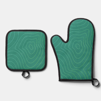Simple Modern Classic Light Green Oven Mitt & Pot Holder Set