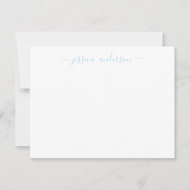 Simple Modern Classic Light Sky Baby Blue Script Card (Front)