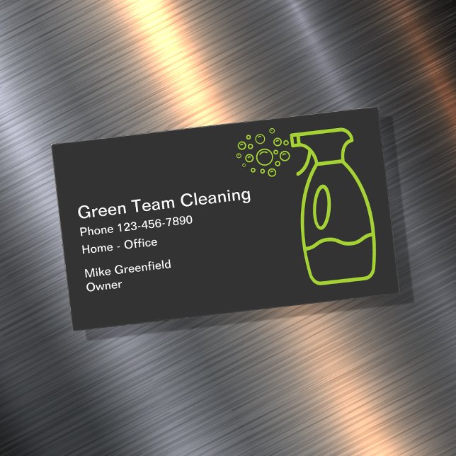Simple Modern Cleaning Services Magnetic Business Card (Creator Uploaded)