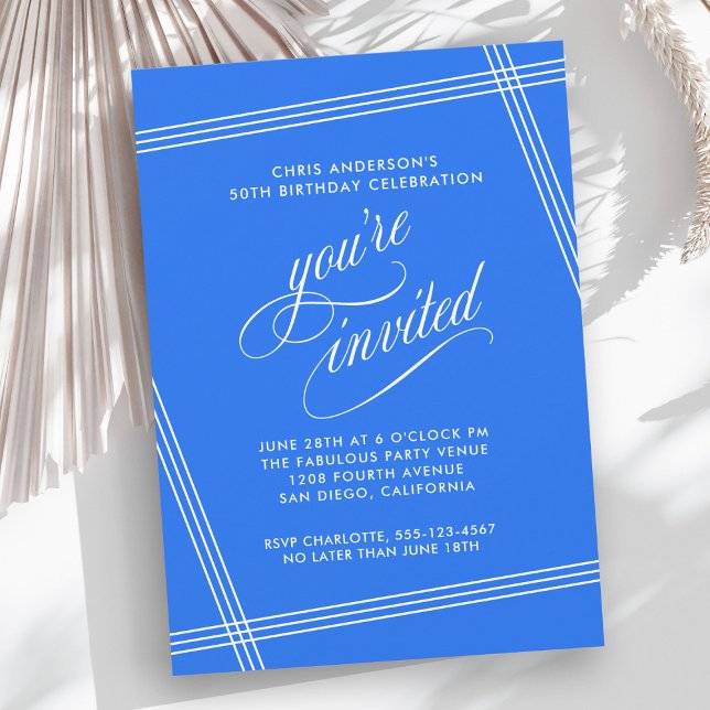 Simple Modern Cobalt Blue Birthday Party Invitation (Creator Uploaded)
