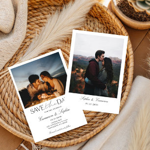 Simple Modern Collage Minimal Photo unique Save  The Date