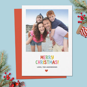 Simple Modern Colorful Christmas Photo Holiday Card