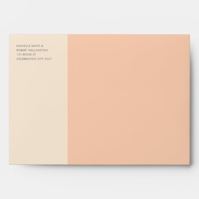 Simple Modern Colour Block Apricot Cream Wedding Envelope (Front)