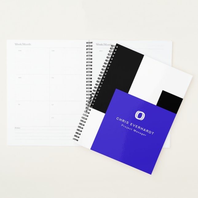 Simple Modern Colour Block Blue, Black, and White Planner (Display)