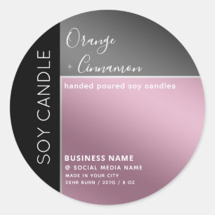 Simple modern colour block typography soy candle classic round sticker