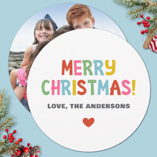 Simple Modern Colourful Christmas Photo Holiday Card