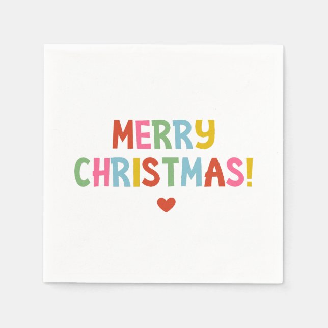 Simple Modern Colourful Merry Christmas Napkin (Front)