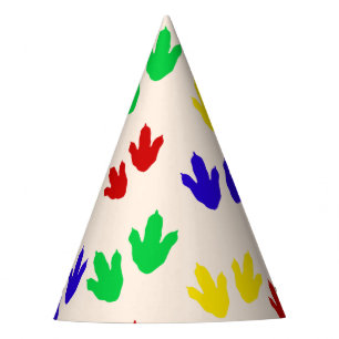 Simple Modern colourful Paw dino birthday party Hat