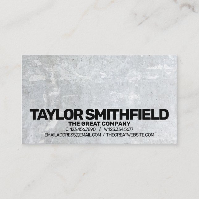 Simple Modern Concrete Type Business Card (Front)