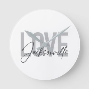 Simple, modern, cool design Love Jacksonville Round Clock