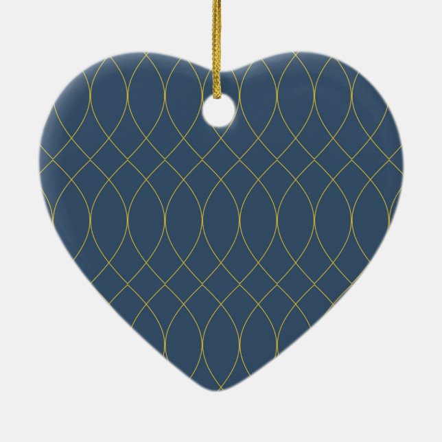 Simple, modern, cool, trendy curvy, wavy lines ceramic ornament (Back)