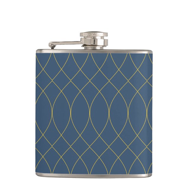 Simple, modern, cool, trendy curvy, wavy lines hip flask (Front)