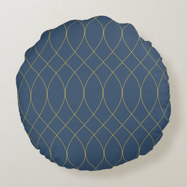 Simple, modern, cool, trendy curvy, wavy lines round cushion (Back)