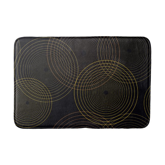 Simple, modern, cool, trendy thin line circles bath mat (Front)