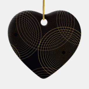 Simple, modern, cool, trendy thin line circles ceramic ornament