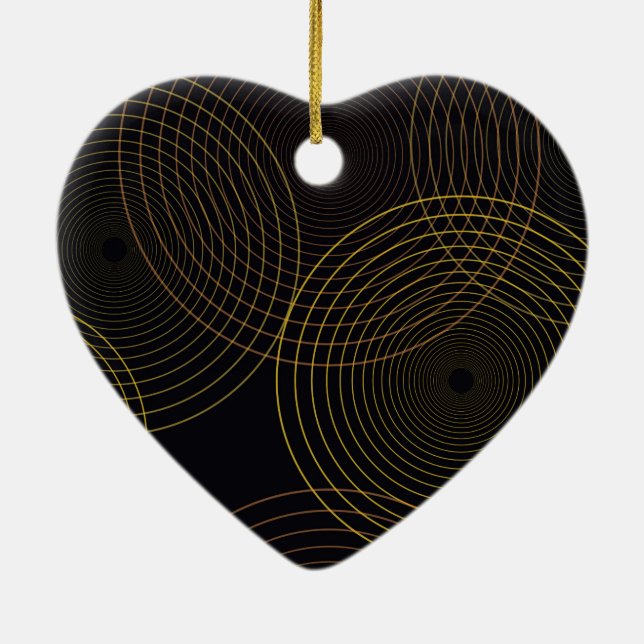 Simple, modern, cool, trendy thin line circles ceramic ornament (Back)