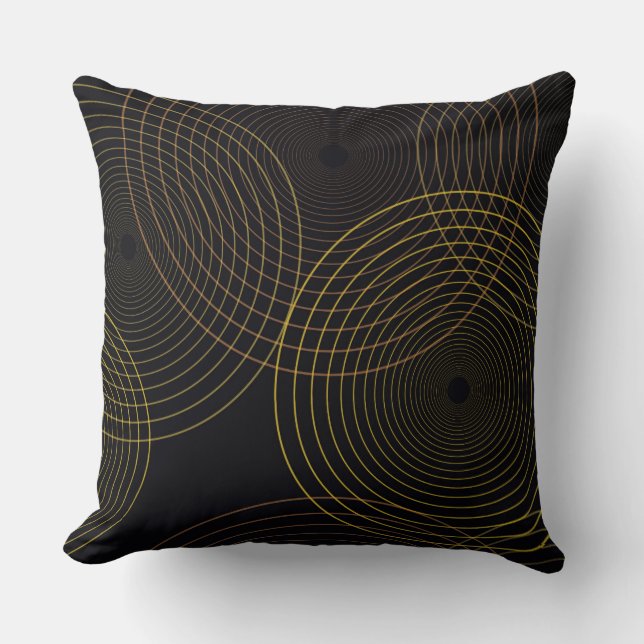 Simple, modern, cool, trendy thin line circles cushion (Front)