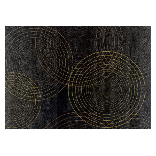 Simple, modern, cool, trendy thin line circles cutting board (Front)