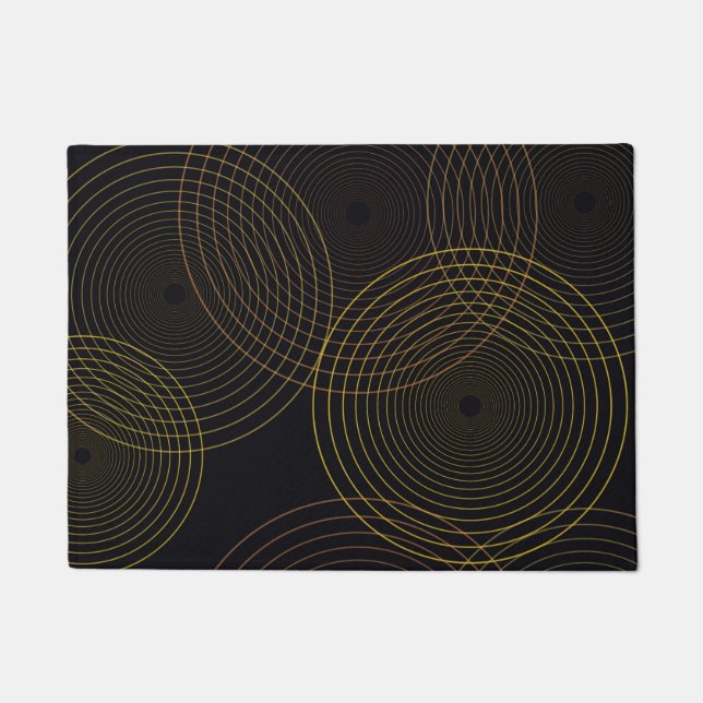 Simple, modern, cool, trendy thin line circles doormat (Front)