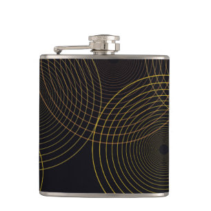 Simple, modern, cool, trendy thin line circles hip flask