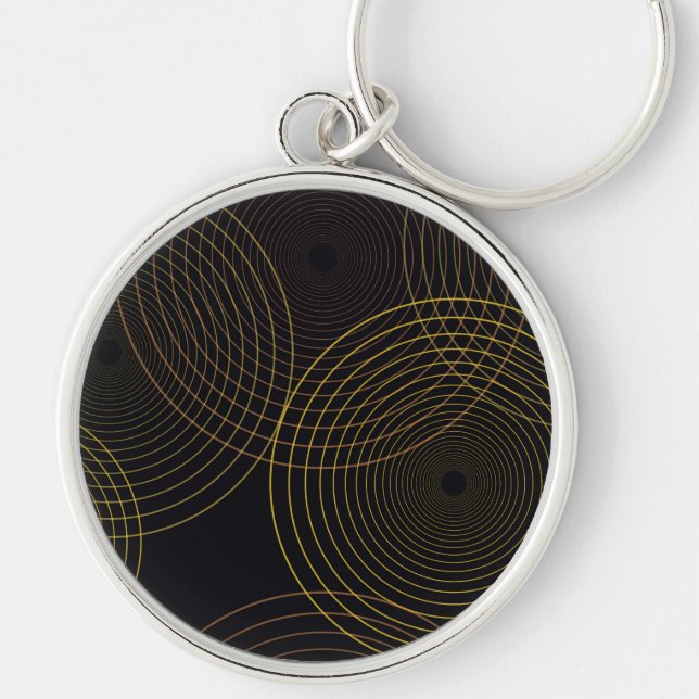 Simple, modern, cool, trendy thin line circles key ring (Front)
