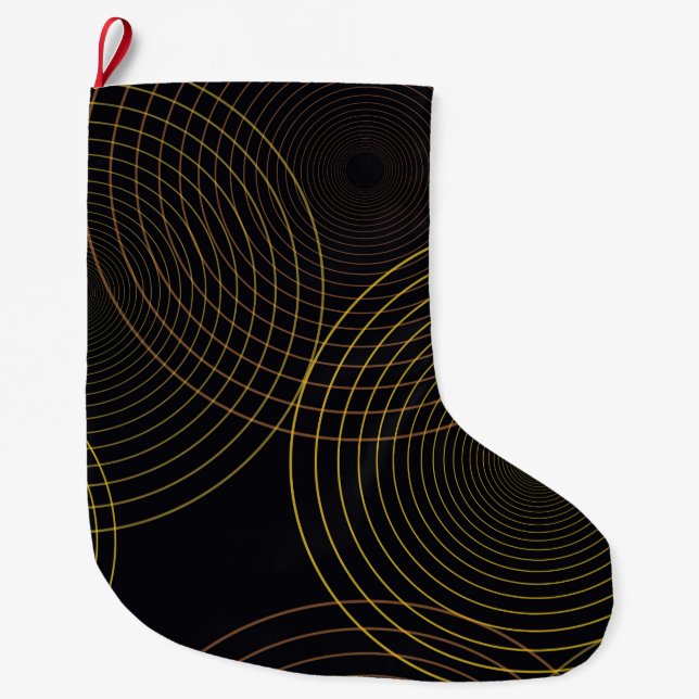 Simple, modern, cool, trendy thin line circles large christmas stocking (Front)