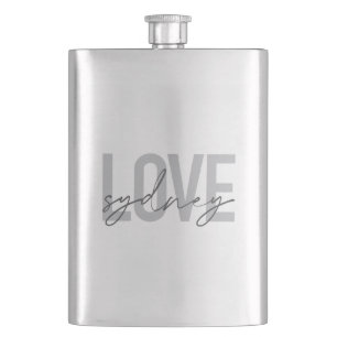 Simple, modern, cool, urban design Love Sydney Hip Flask