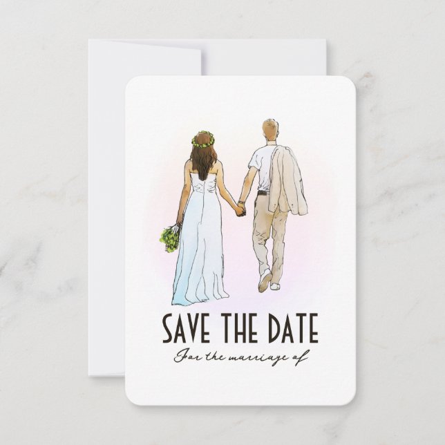 Simple Modern Couple Flat Save The Date Card (Front)