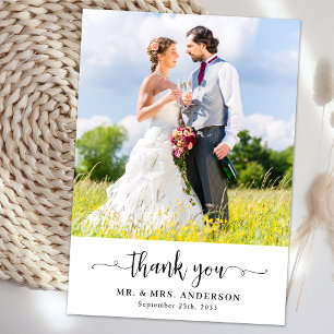 Simple Modern Couple Photo Wedding Personalised Thank You Card