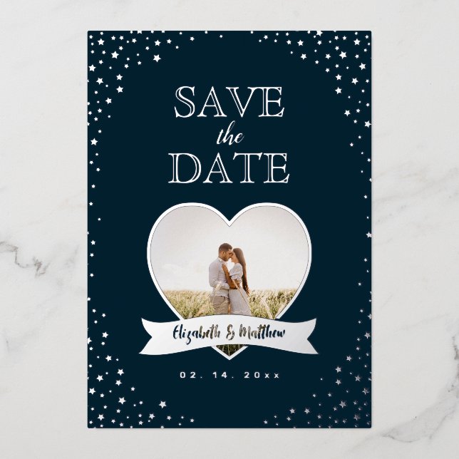 Simple Modern Couple Photo Wedding Save The Date (Front)