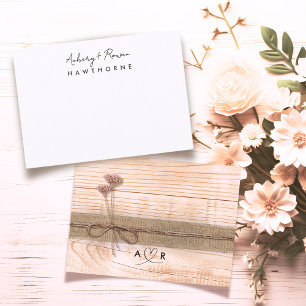 Simple Modern Couple Wood Rustic Blush Wildflower Card