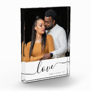 Simple Modern Couples Custom Photo Valentines Day Block