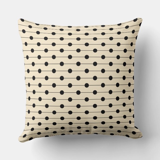 Simple Modern Cream Polka dot Striped Pattern Cushion (Back)