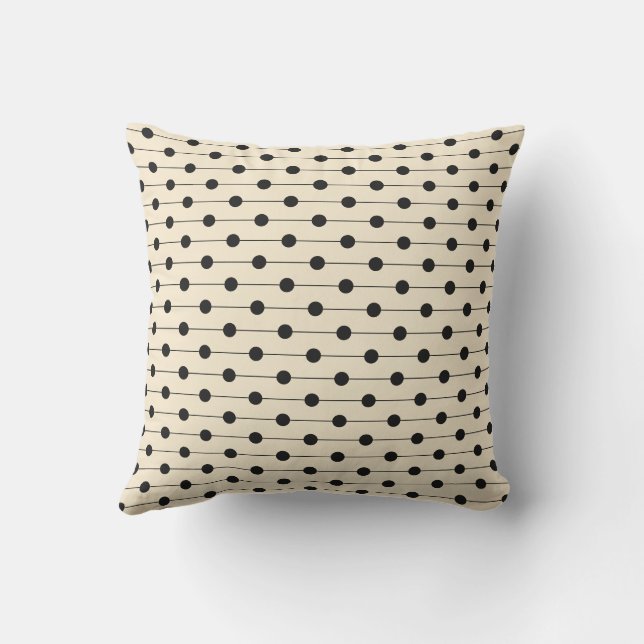 Simple Modern Cream Polka dot Striped Pattern Cushion (Back)