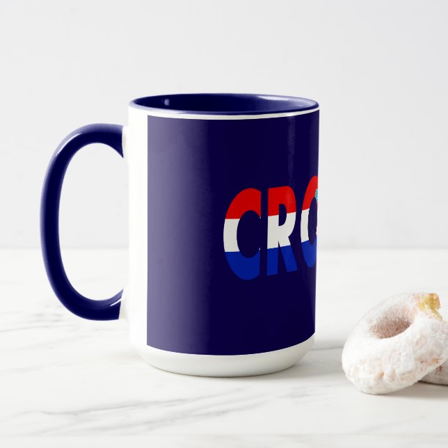 Simple Modern Croatia National Flag Apparel Souven Mug (With Donut)