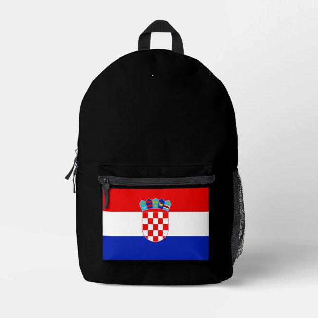 Simple Modern Croatia National Flag Souvenir Printed Backpack (Front)