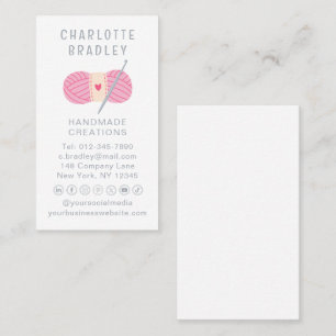 Simple Modern Crochet Handmade Crocheting Business Card