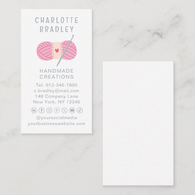 Simple Modern Crochet Handmade Crocheting Business Card (Front/Back)
