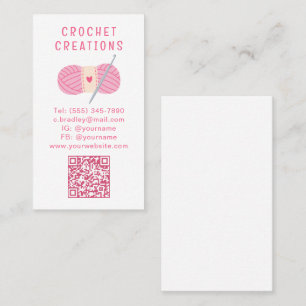 Simple Modern Crochet QR Code Crocheting Business Card