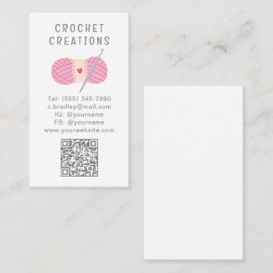 Simple Modern Crochet QR Code Crocheting Business Card