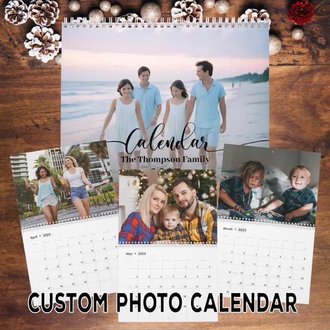 Simple Modern Custom 14 Photos Family 2025 Calendar (Creator Uploaded)