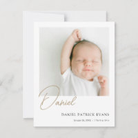 Simple Modern Custom Boy or Girl Photo Birth