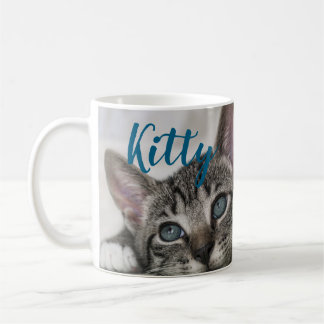 Simple Modern Custom Cat Name and Photo Coffee Mug