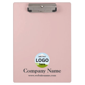 Simple Modern Custom Company Logo Name Peach Clipboard