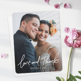 Simple Modern Custom Full Photo Wedding Thank You Card