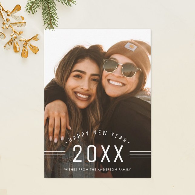 Simple Modern Custom Happy New Year Holiday Card (Creator Uploaded)