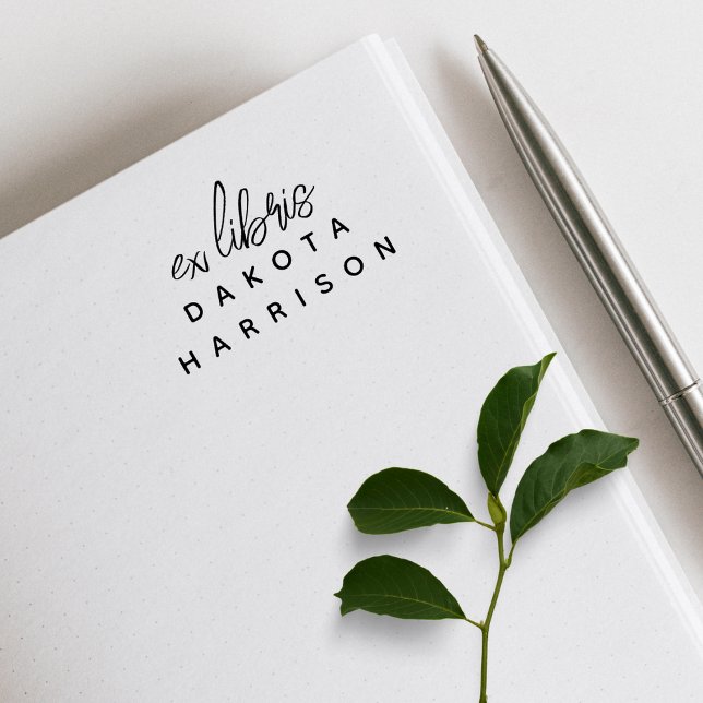 Simple Modern Custom Name Script Ex Libris Rubber Stamp (Creator Uploaded)